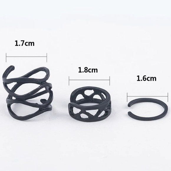 🆕 Black 3 Midi Knuckle Ring Set - Picture 4 of 4